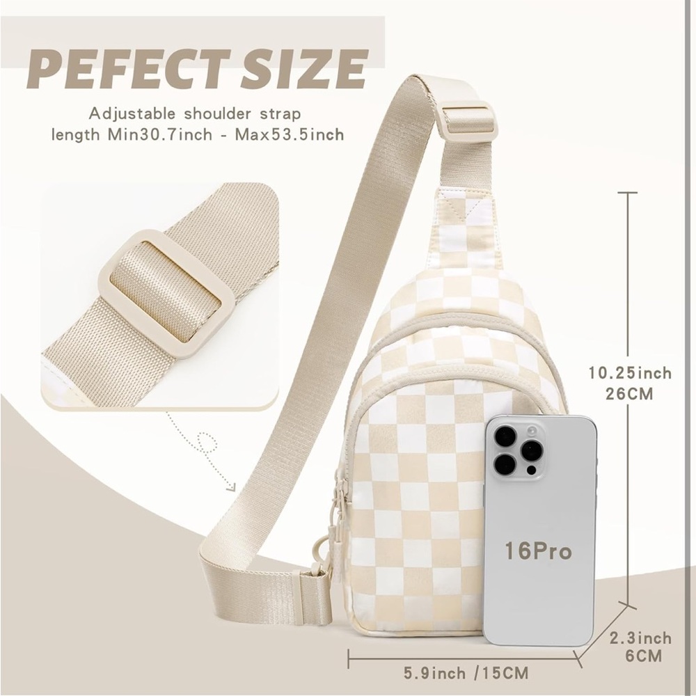 Checkered sling Bag - Picture 2 of 6